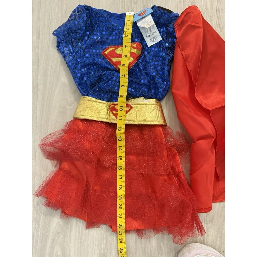 Supergirl Costume Kits Sparkle Tutu Halloween Dress Belt Mask Cape Size 8-10 M